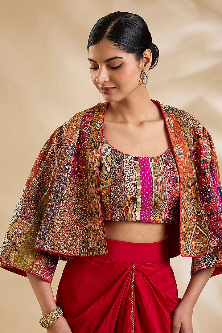 Red Silk Skirt Set by Debyani at Pernia's Pop Up Shop