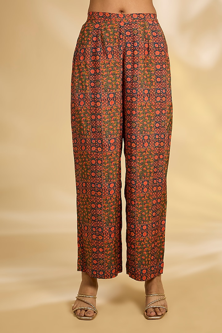 Yellow Silk Hand & Machine Embroidered Kaftan Set by Debyani at Pernia's Pop Up Shop