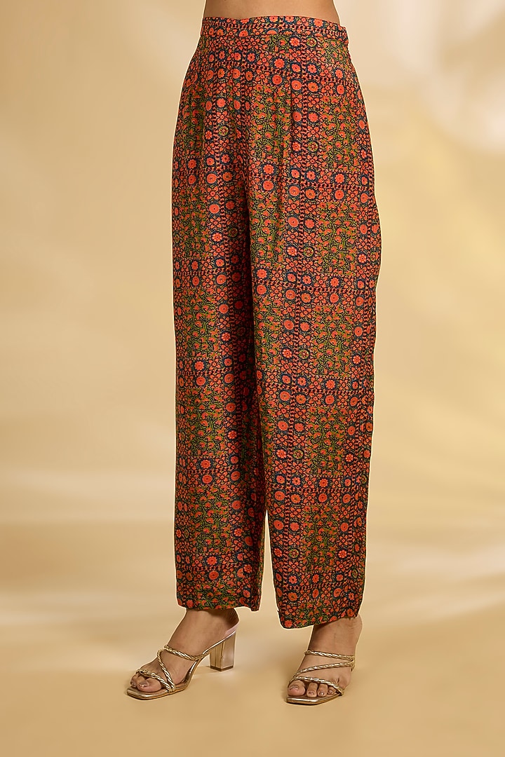 Green Silk Hand & Machine Embroidered Kaftan Set by Debyani at Pernia's Pop Up Shop