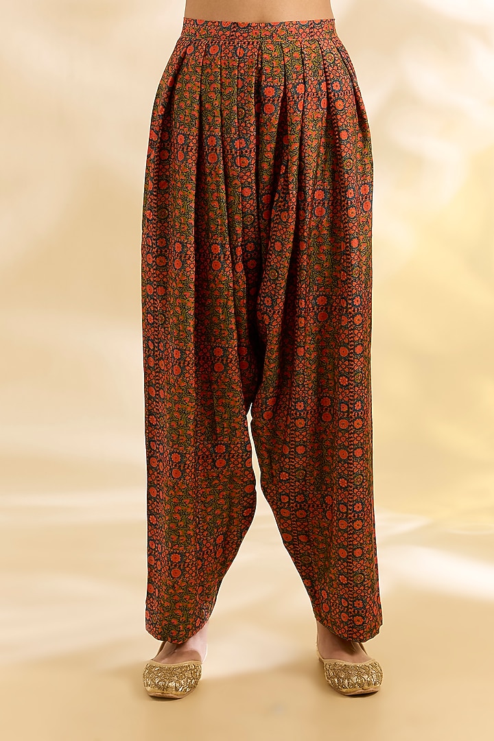 Pista Green Silk & Organza Floral Printed Choga Kurta Set by Debyani at Pernia's Pop Up Shop