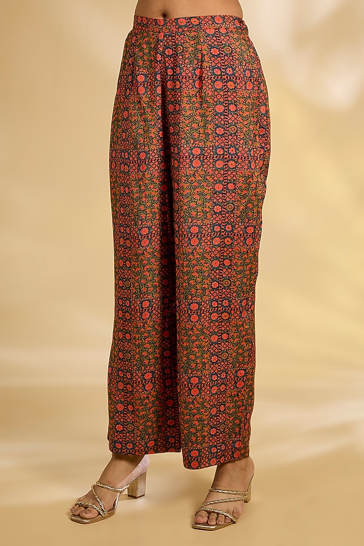 Red Silk Hand & Machine Embroidered Kurta Set by Debyani at Pernia's Pop Up Shop