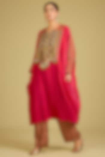 Red Silk Kaftan Set by Debyani at Pernia's Pop Up Shop