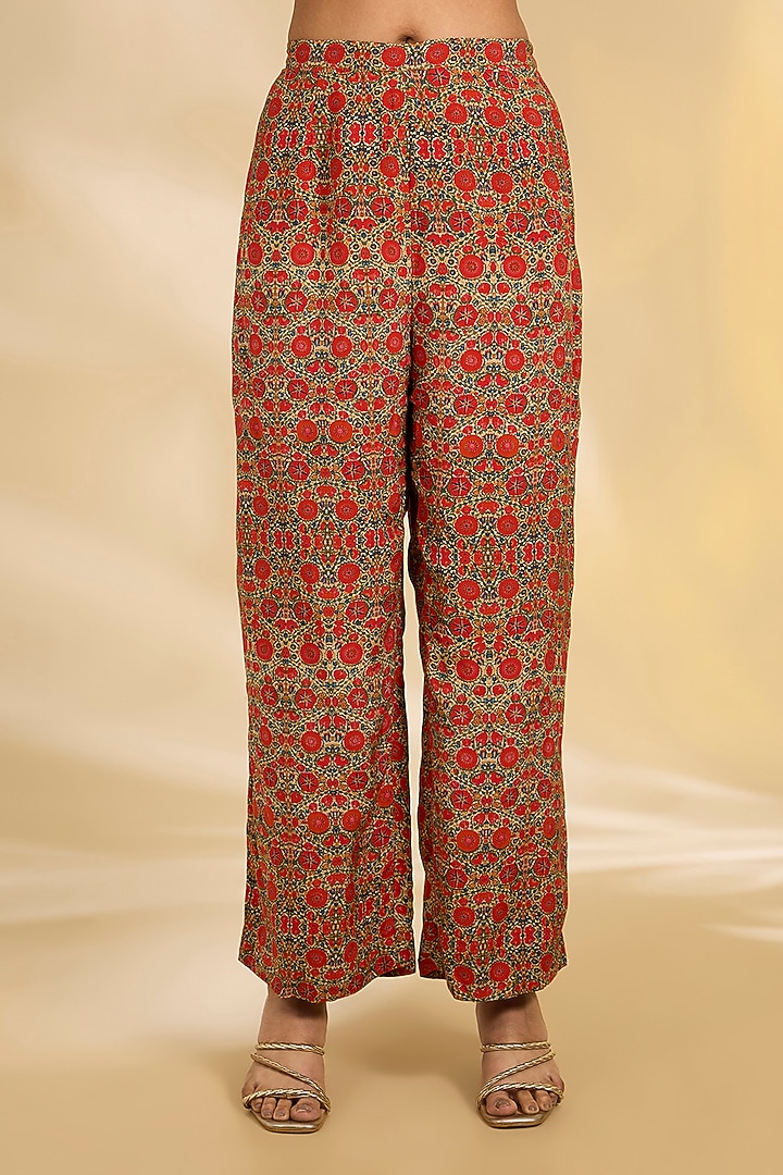 Mustard Yellow Silk Hand & Machine Embroidered Kaftan Set by Debyani at Pernia's Pop Up Shop