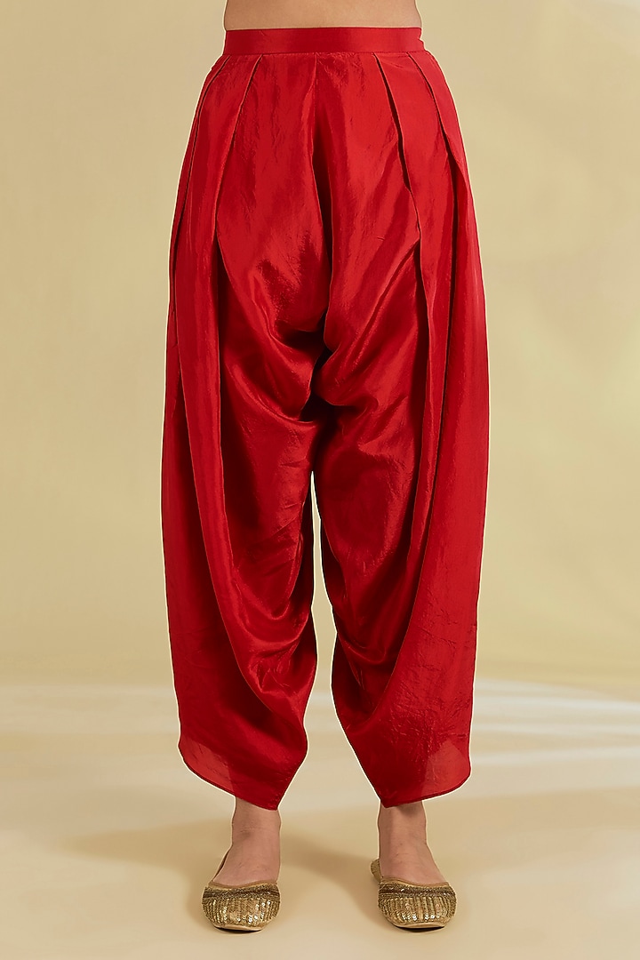 Maroon Silk Hand & Machine Embroidered Kalidar Kurta Set by Debyani at Pernia's Pop Up Shop