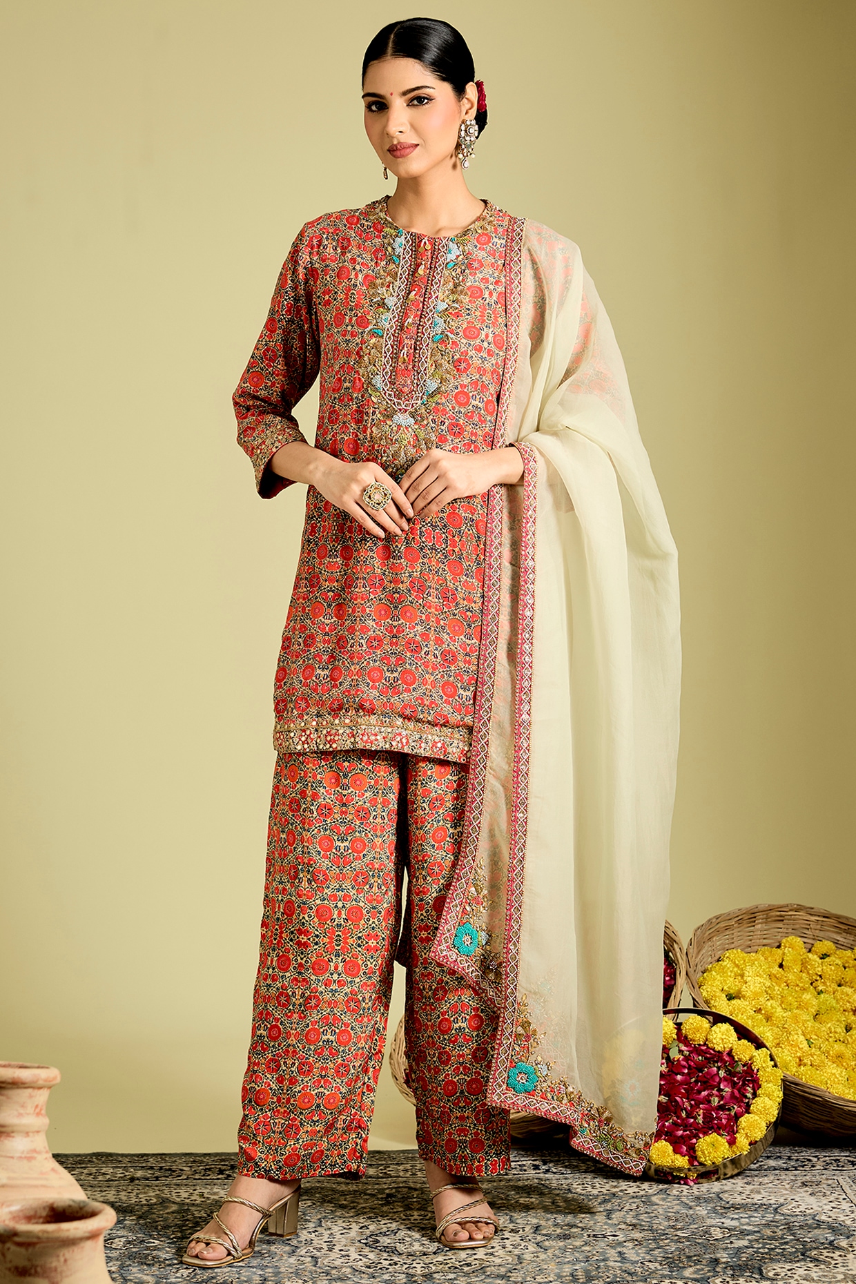 Debyani Multi-Colored Silk Hand & Machine Embroidered Kurta Set