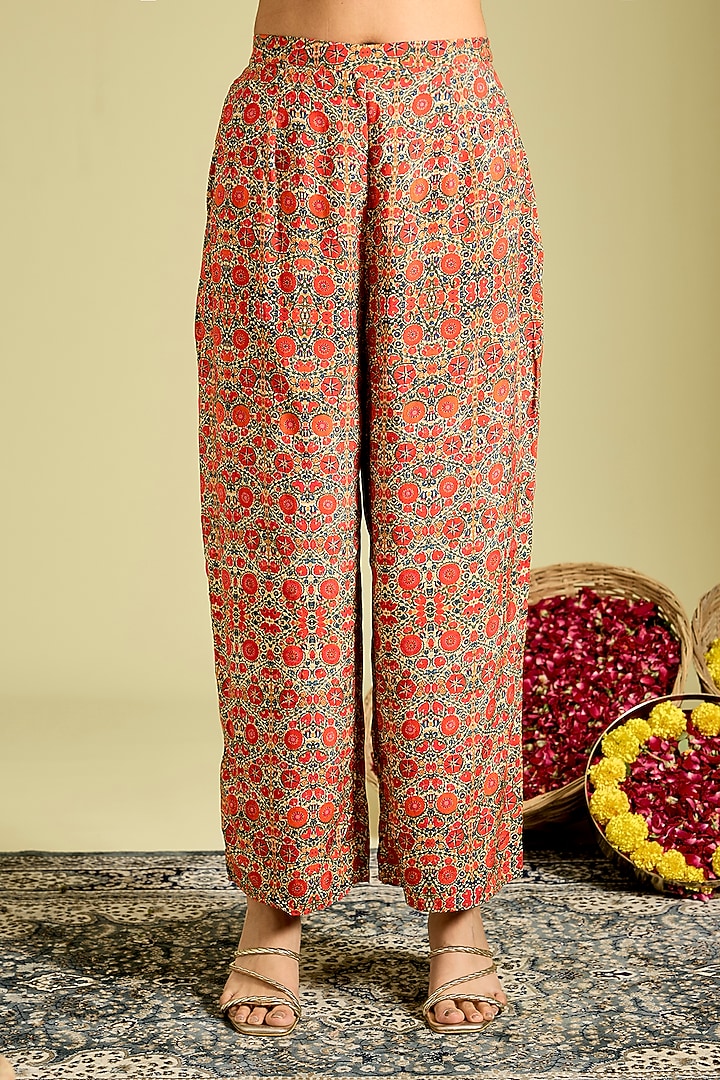 Multi-Colored Silk Hand & Machine Embroidered Kurta Set by Debyani at Pernia's Pop Up Shop
