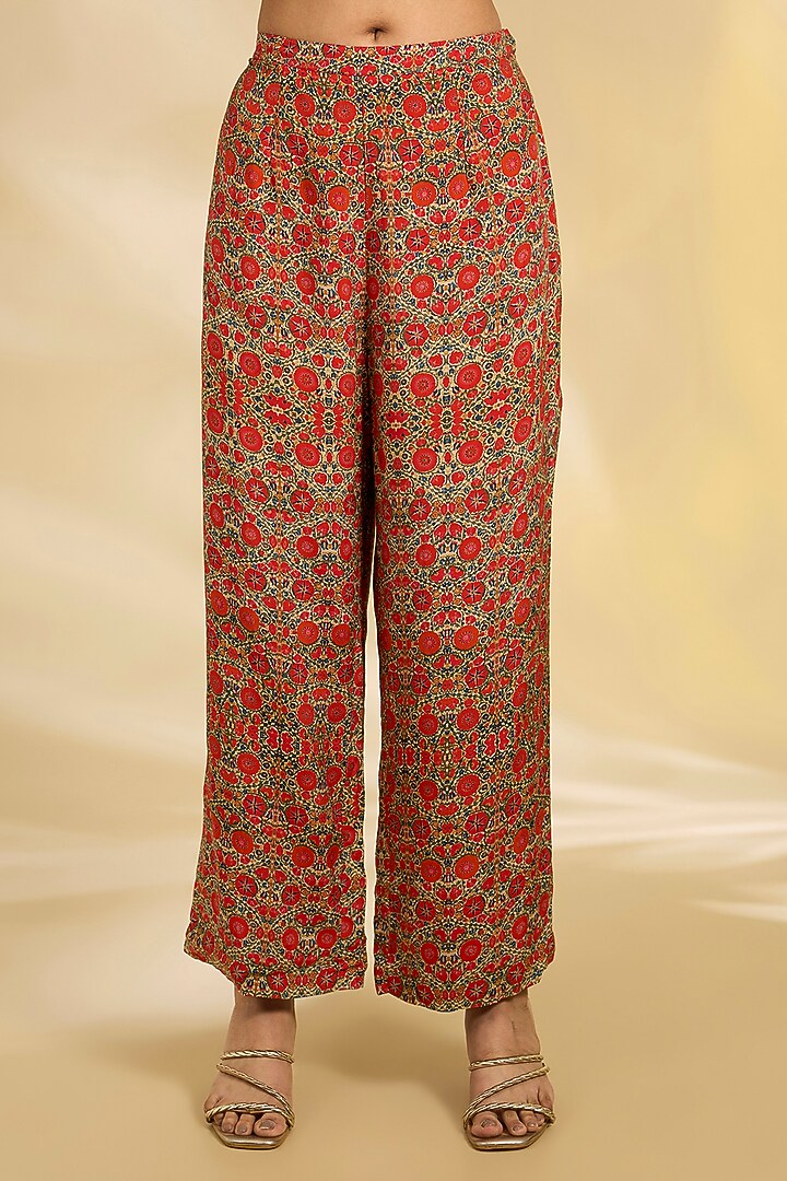 Pista Green Silk Hand & Machine Embroidered Kaftan Set by Debyani at Pernia's Pop Up Shop