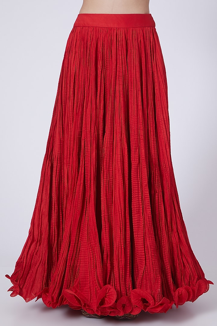 Red Crushed Skirt Set by Debyani at Pernia's Pop Up Shop