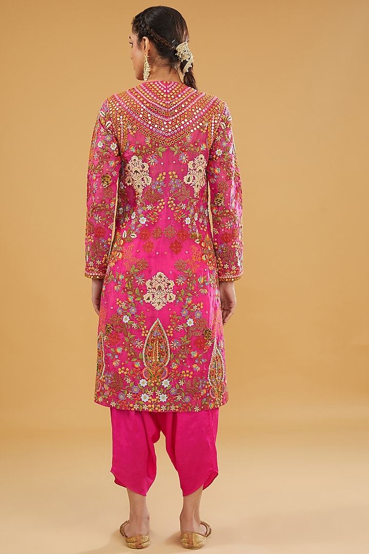 Pink Organza Mirror Work Kurta Set by Debyani at Pernia's Pop Up Shop