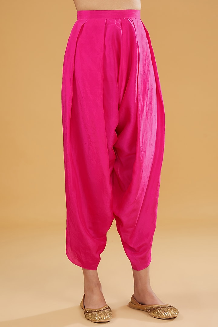 Pink Organza Mirror Work Kurta Set by Debyani at Pernia's Pop Up Shop