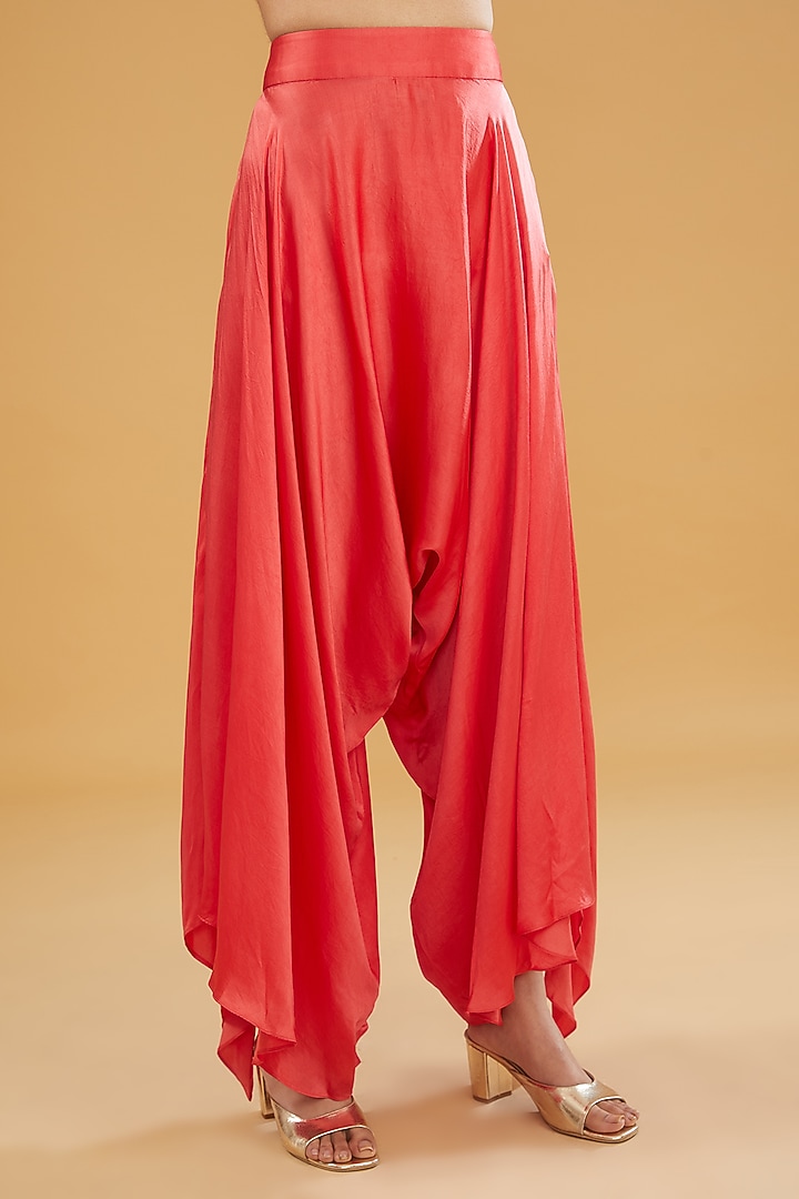 Orange Chanderi Silk Mirror Work Short Jacket Set by Debyani at Pernia's Pop Up Shop