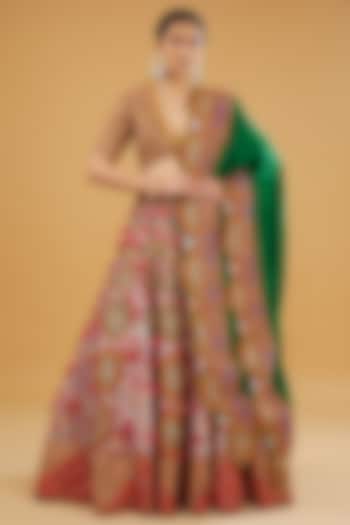 Magenta Chanderi Bridal Lehenga Set by Debyani at Pernia's Pop Up Shop