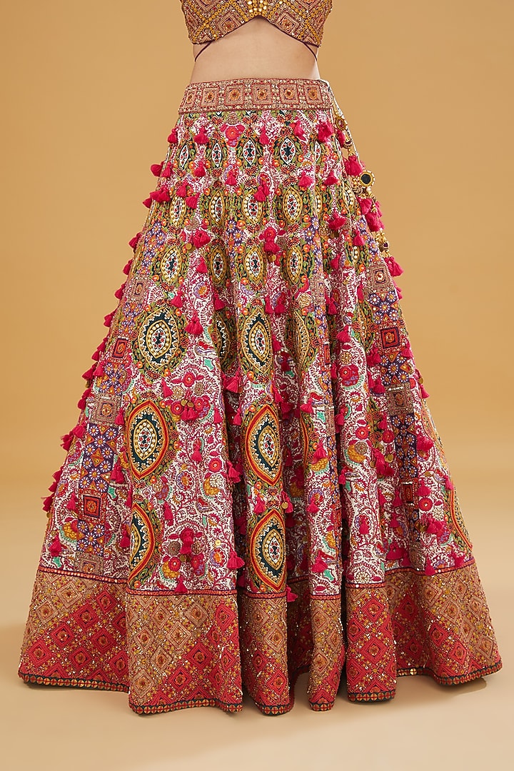 Magenta Chanderi Bridal Lehenga Set by Debyani at Pernia's Pop Up Shop