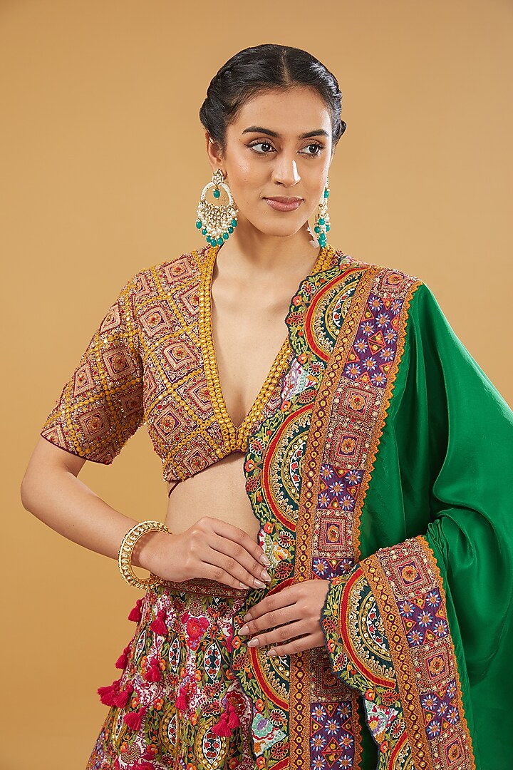 Magenta Chanderi Bridal Lehenga Set by Debyani at Pernia's Pop Up Shop