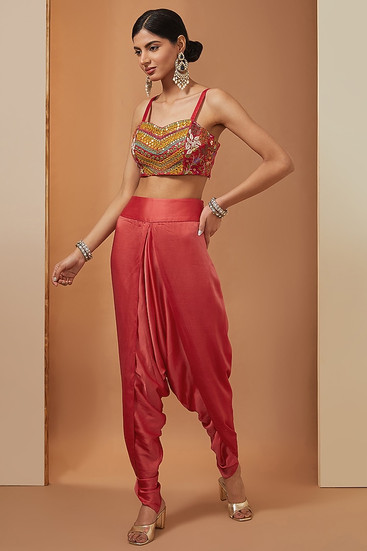 Multi-Colored Organza Mirror Work High-Low Cape Set by Debyani at Pernia's Pop Up Shop