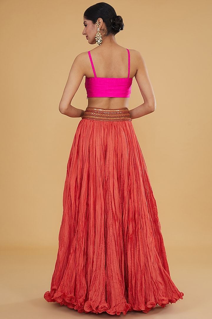 Pink Organza Paisley Printed Cape Set by Debyani at Pernia's Pop Up Shop