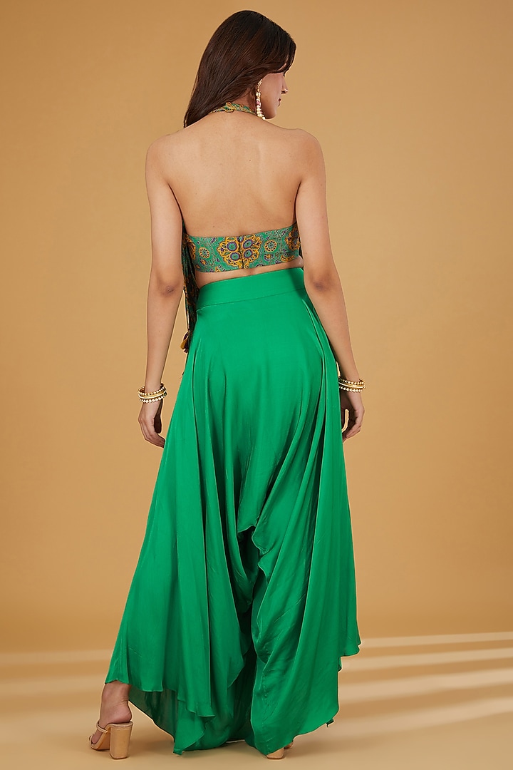 Green Silk Tassels Work Co-Ord Set by Debyani at Pernia's Pop Up Shop