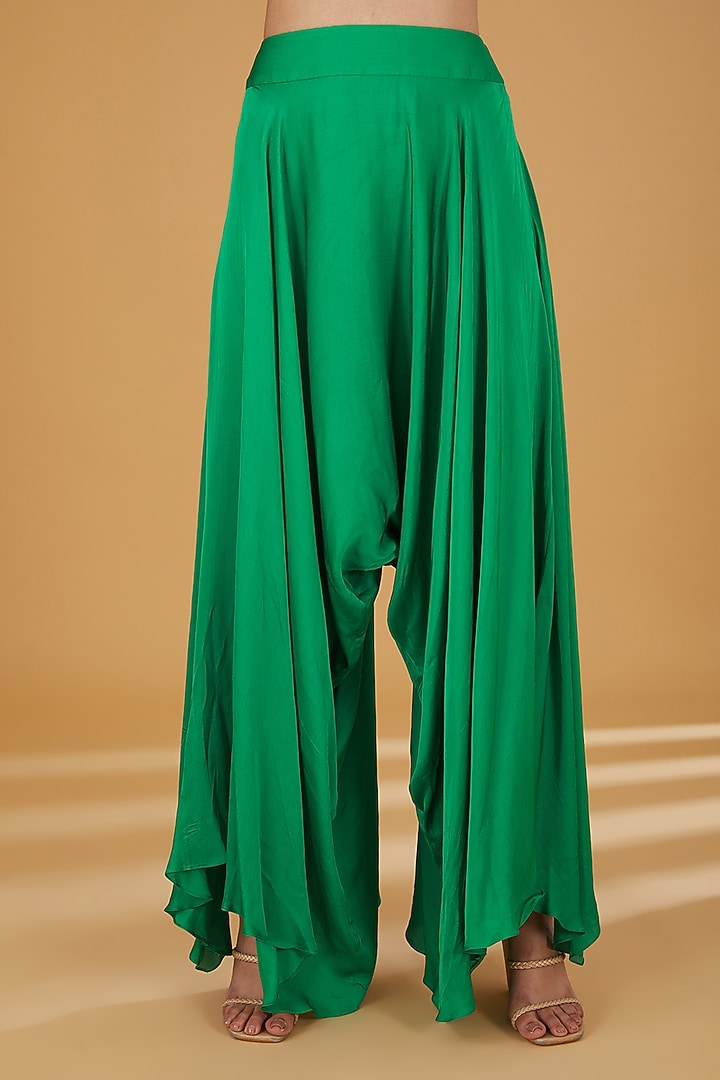 Green Silk Tassels Work Co-Ord Set by Debyani at Pernia's Pop Up Shop
