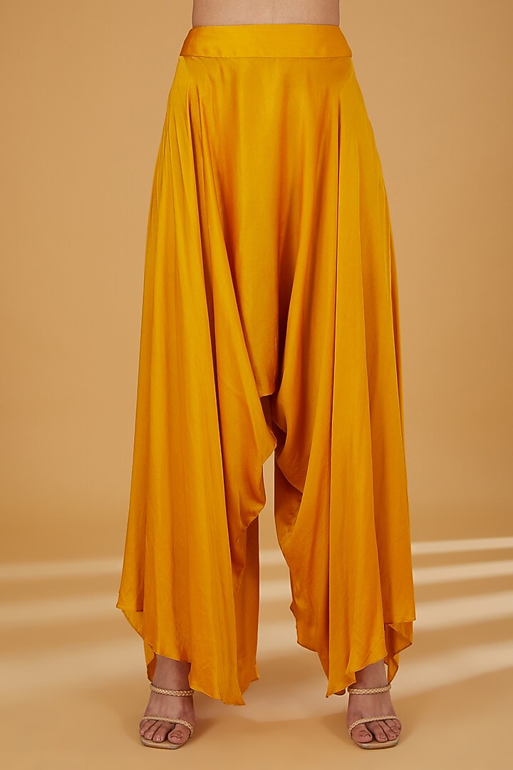 Mustard Silk Tassels Work Co-Ord Set by Debyani at Pernia's Pop Up Shop