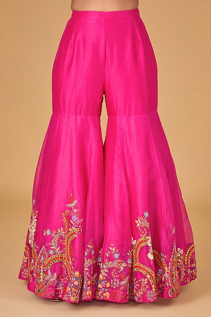 Magenta Organza Bridal Sharara Set by Debyani at Pernia's Pop Up Shop