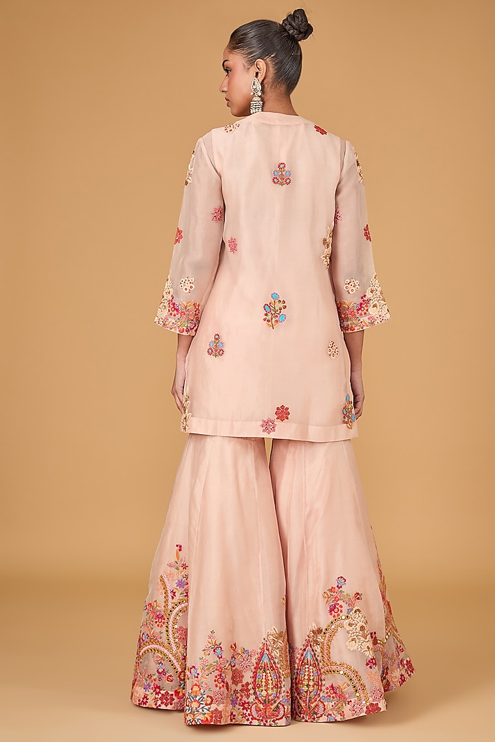 Pink Organza Bridal Sharara Set by Debyani at Pernia's Pop Up Shop