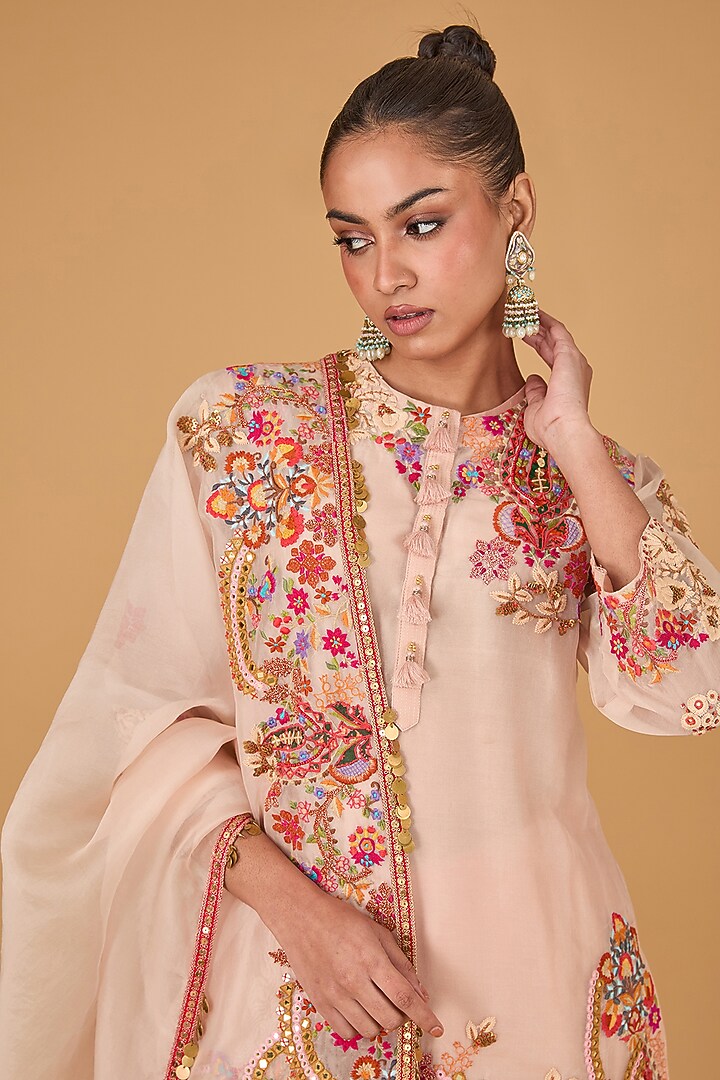 Pink Organza Bridal Sharara Set by Debyani at Pernia's Pop Up Shop