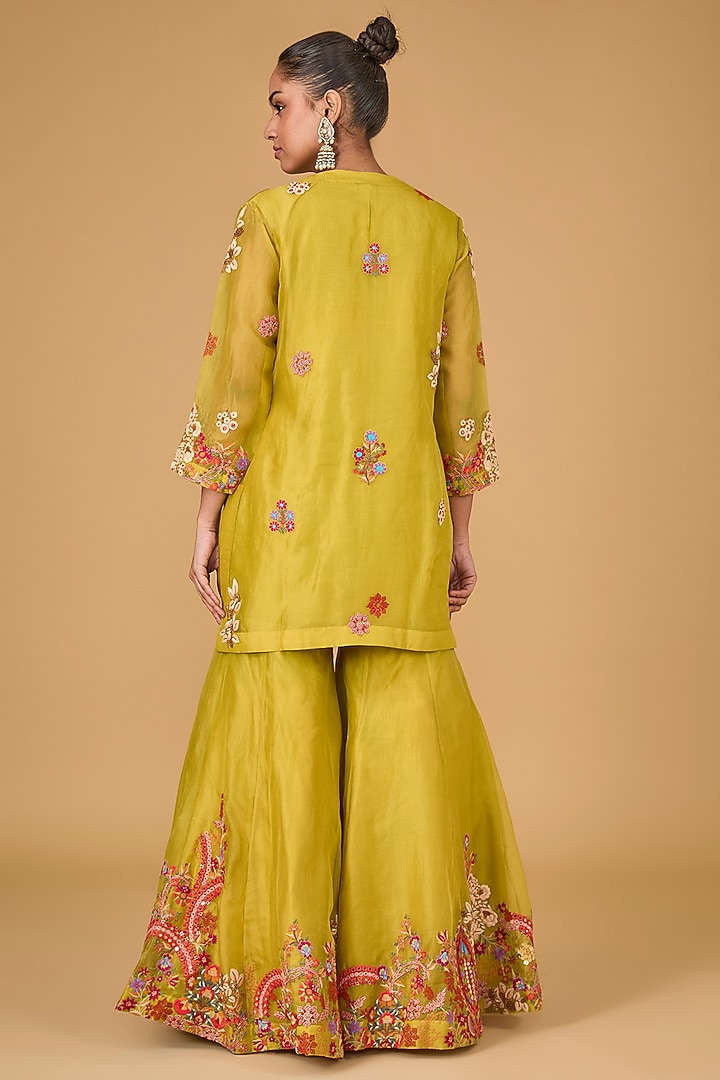 Yellow Organza Bridal Sharara Set by Debyani at Pernia's Pop Up Shop