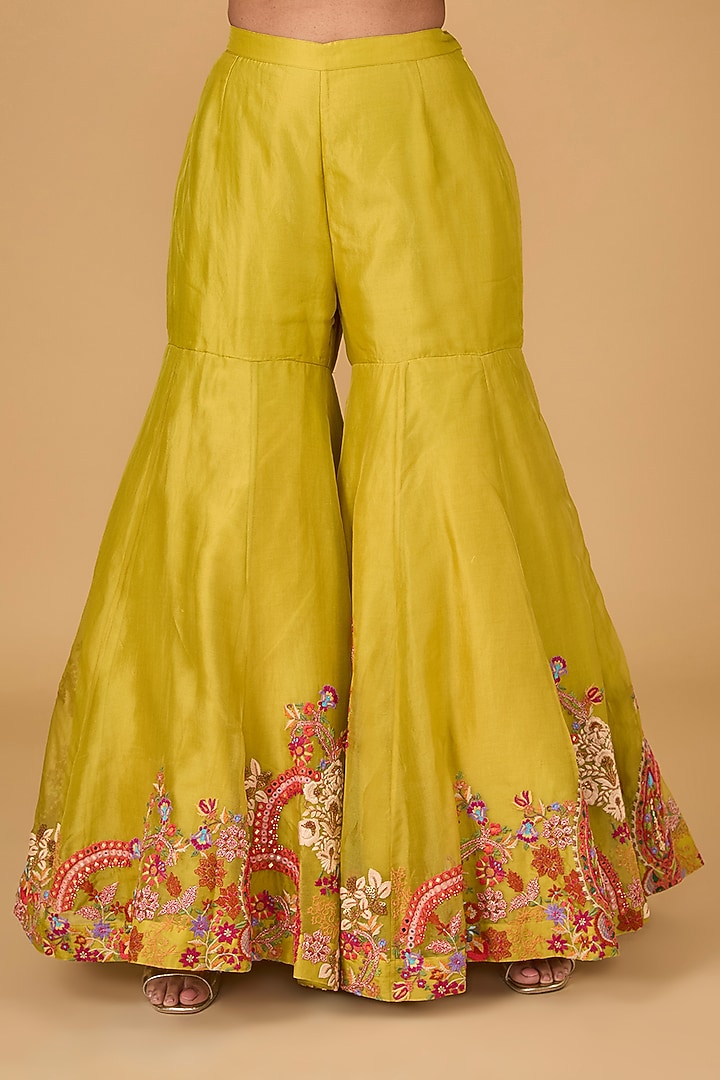 Yellow Organza Bridal Sharara Set by Debyani at Pernia's Pop Up Shop
