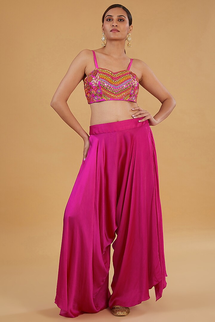 Multi-Colored Organza & Silk Patchwork Printed High-Low Cape Set by Debyani at Pernia's Pop Up Shop