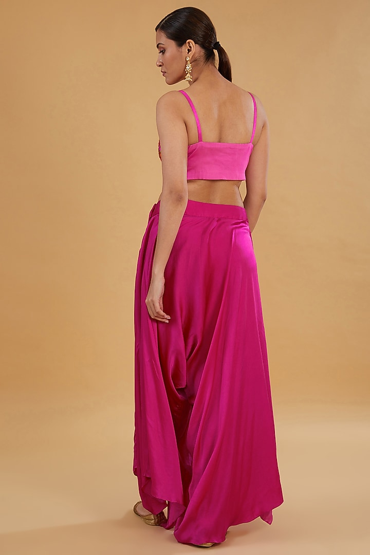 Multi-Colored Organza & Silk Patchwork Printed High-Low Cape Set by Debyani at Pernia's Pop Up Shop