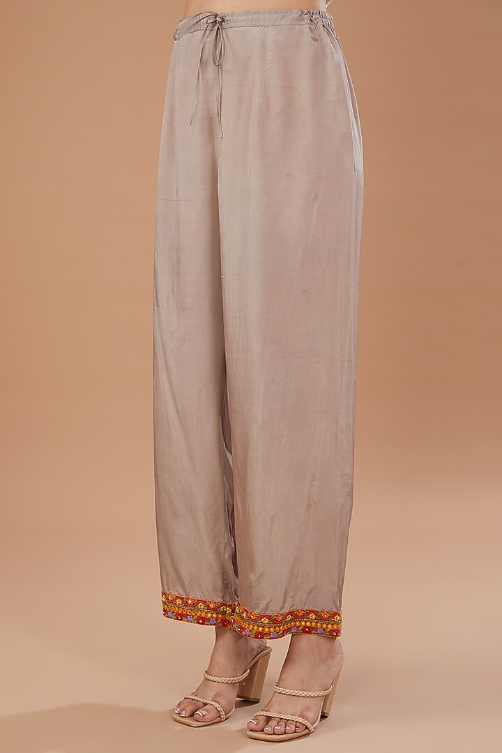 Red Silk Embroidered Kurta Set by Debyani at Pernia's Pop Up Shop