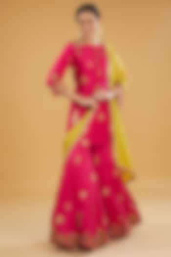 Pink Silk Sharara Set by Debyani