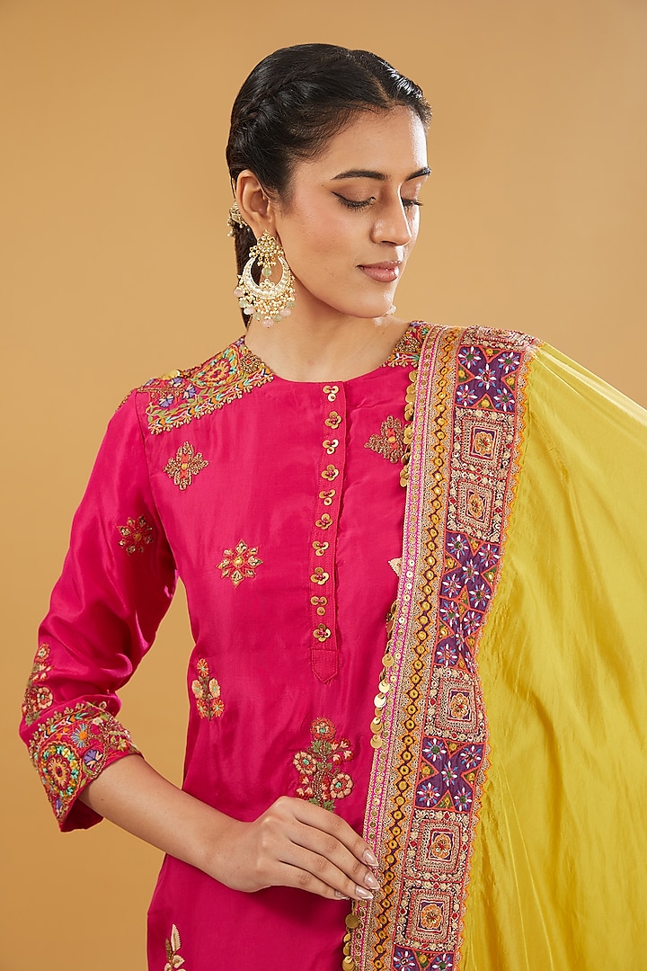 Pink Silk Bridal Sharara Set by Debyani at Pernia's Pop Up Shop