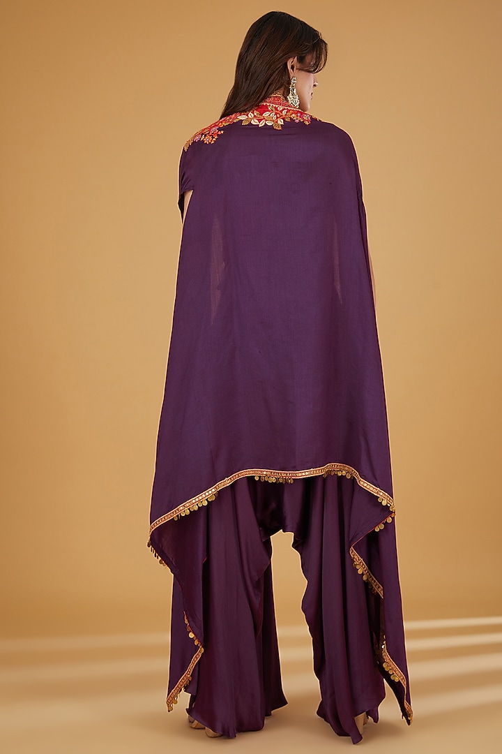 Purple Silk Cape Set by Debyani at Pernia's Pop Up Shop