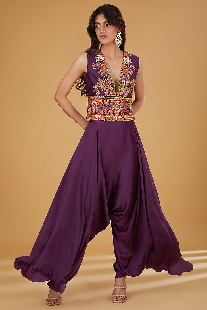 Purple Silk Cape Set by Debyani at Pernia's Pop Up Shop