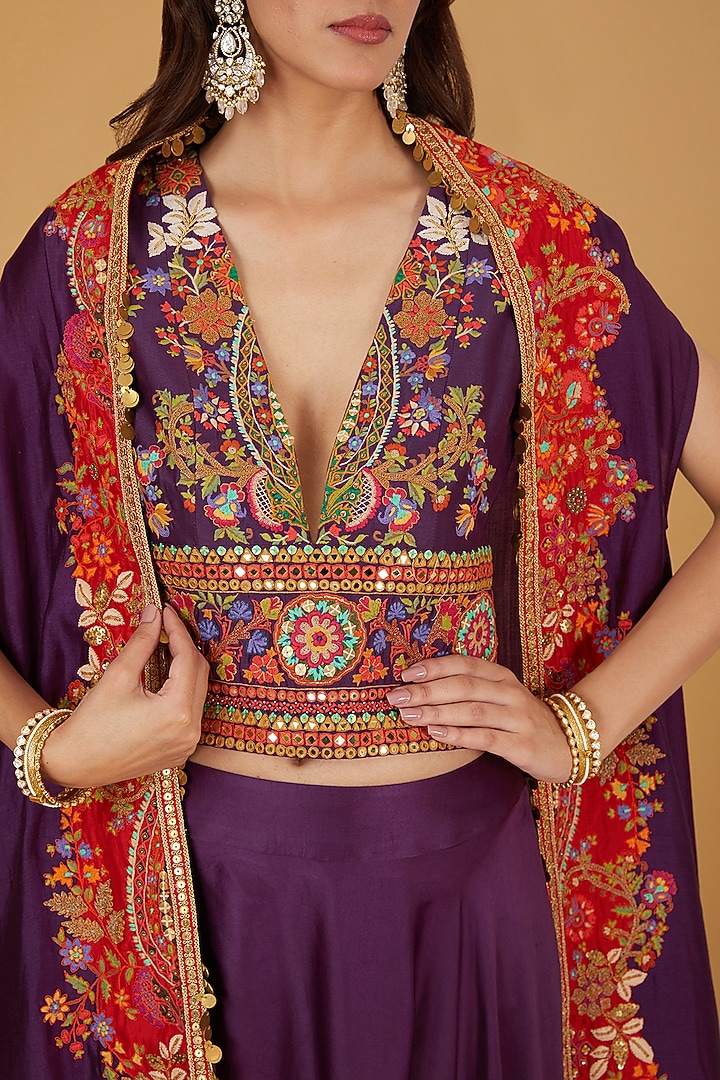 Purple Silk Cape Set by Debyani at Pernia's Pop Up Shop