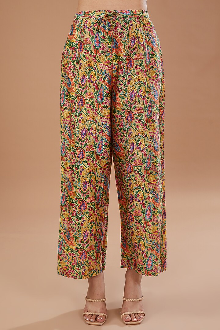 Pink Chanderi Mirror Embroidered Tunic Set by Debyani at Pernia's Pop Up Shop