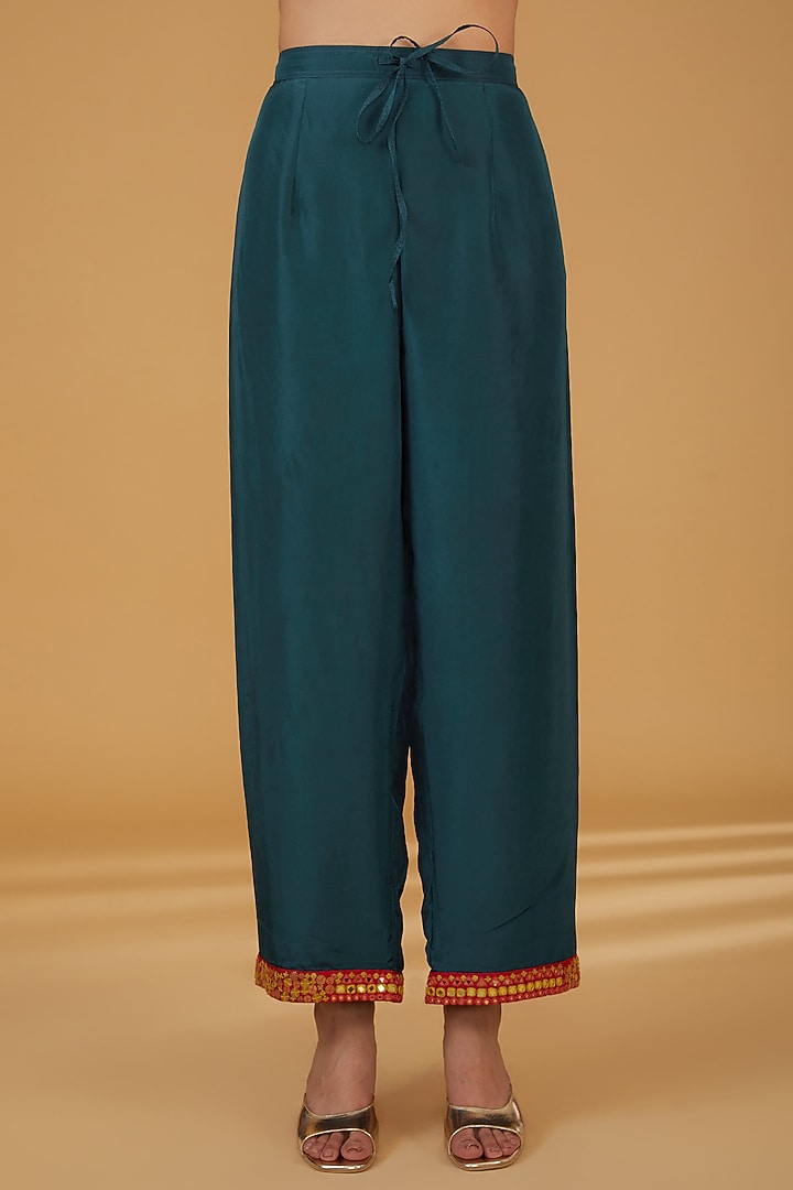 Blue Chanderi Silk Kurta Set by Debyani at Pernia's Pop Up Shop
