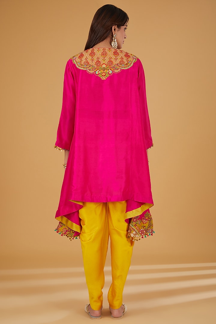 Yellow Silk Dhoti Set by Debyani at Pernia's Pop Up Shop