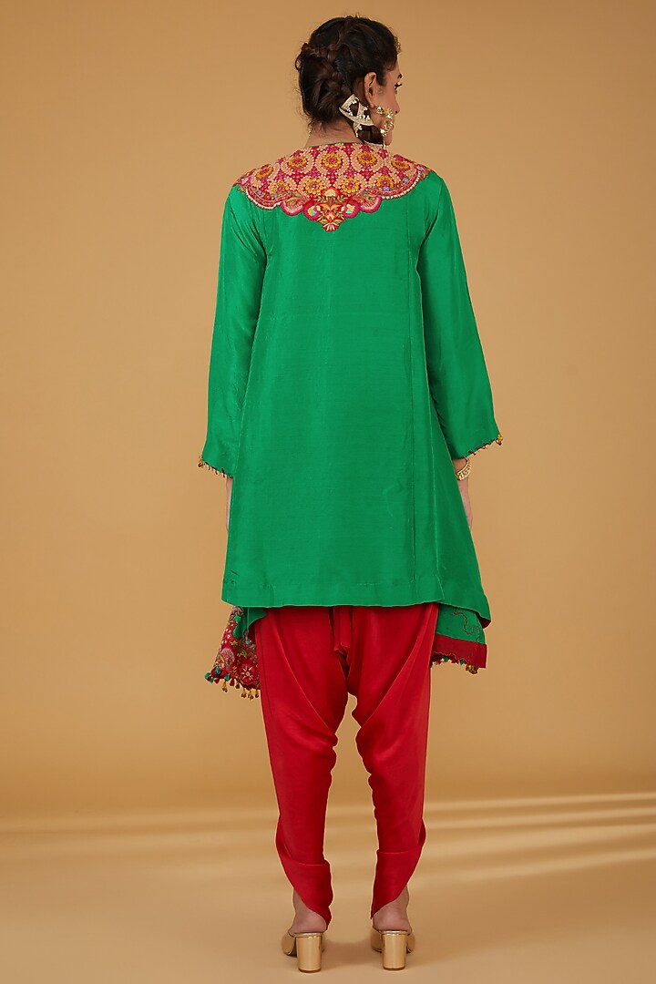Emerald Green Chanderi Silk Co-Ord Set by Debyani at Pernia's Pop Up Shop