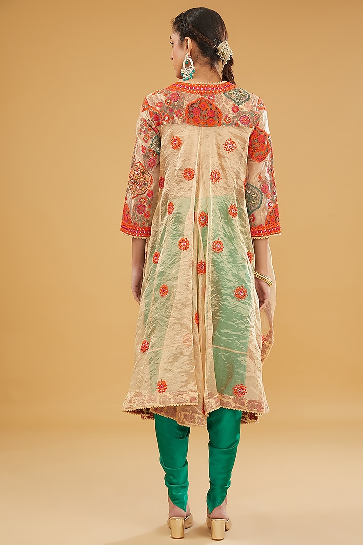 Gold Tissue Trail Jacket Set by Debyani at Pernia's Pop Up Shop