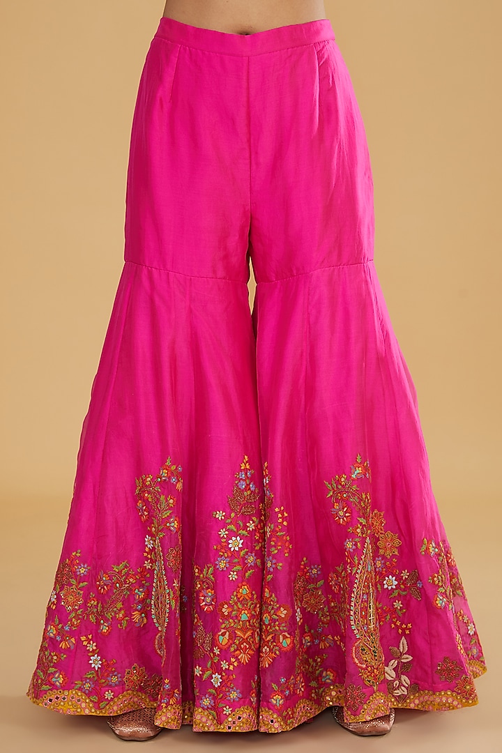 Pink Chanderi Bridal Sharara Set by Debyani at Pernia's Pop Up Shop