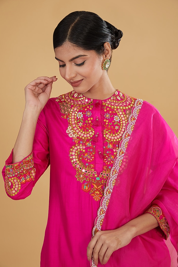 Pink Chanderi Bridal Sharara Set by Debyani at Pernia's Pop Up Shop