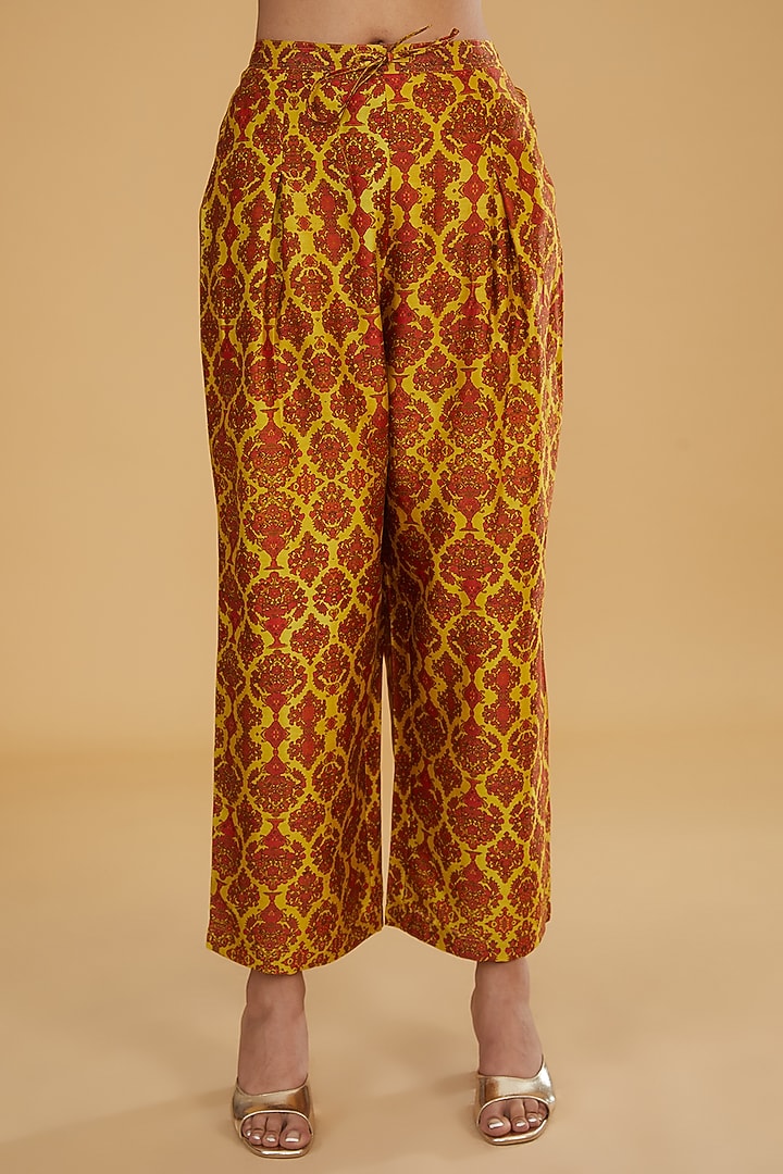 Mustard Silk Kurta Set by Debyani at Pernia's Pop Up Shop