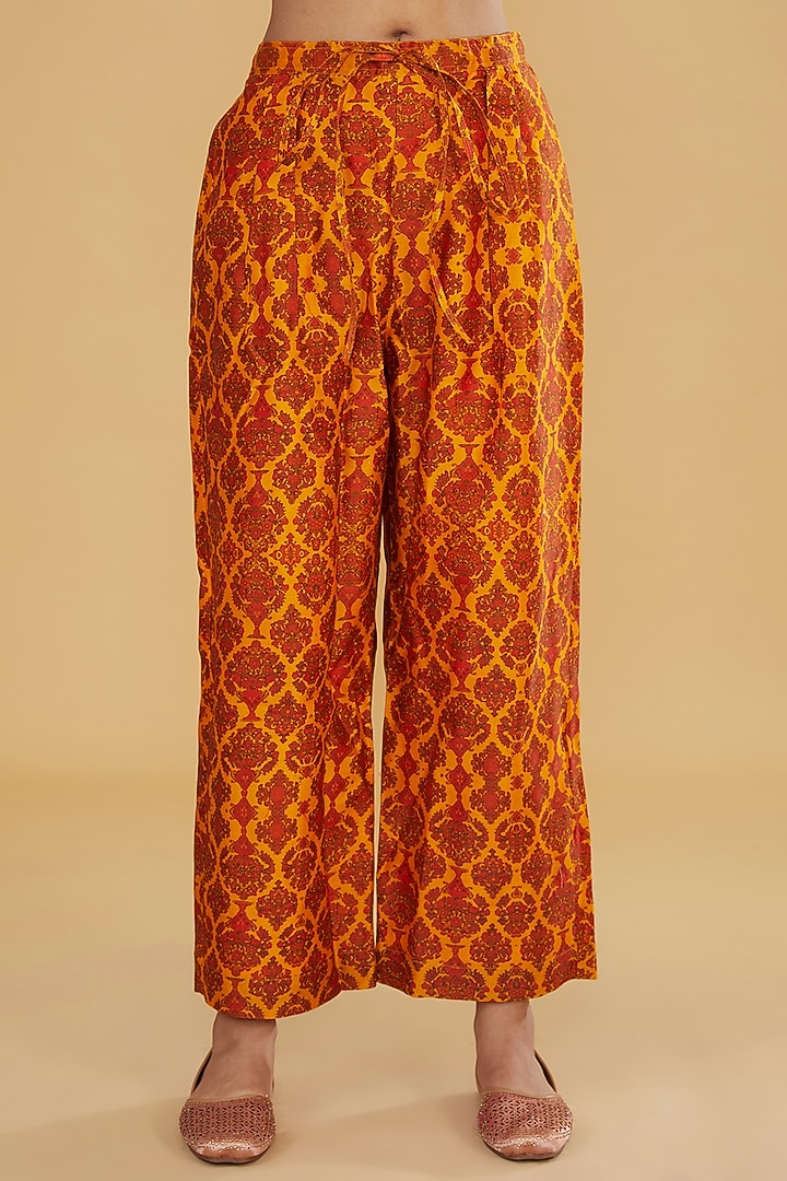 Orange Silk Kurta Set by Debyani at Pernia's Pop Up Shop