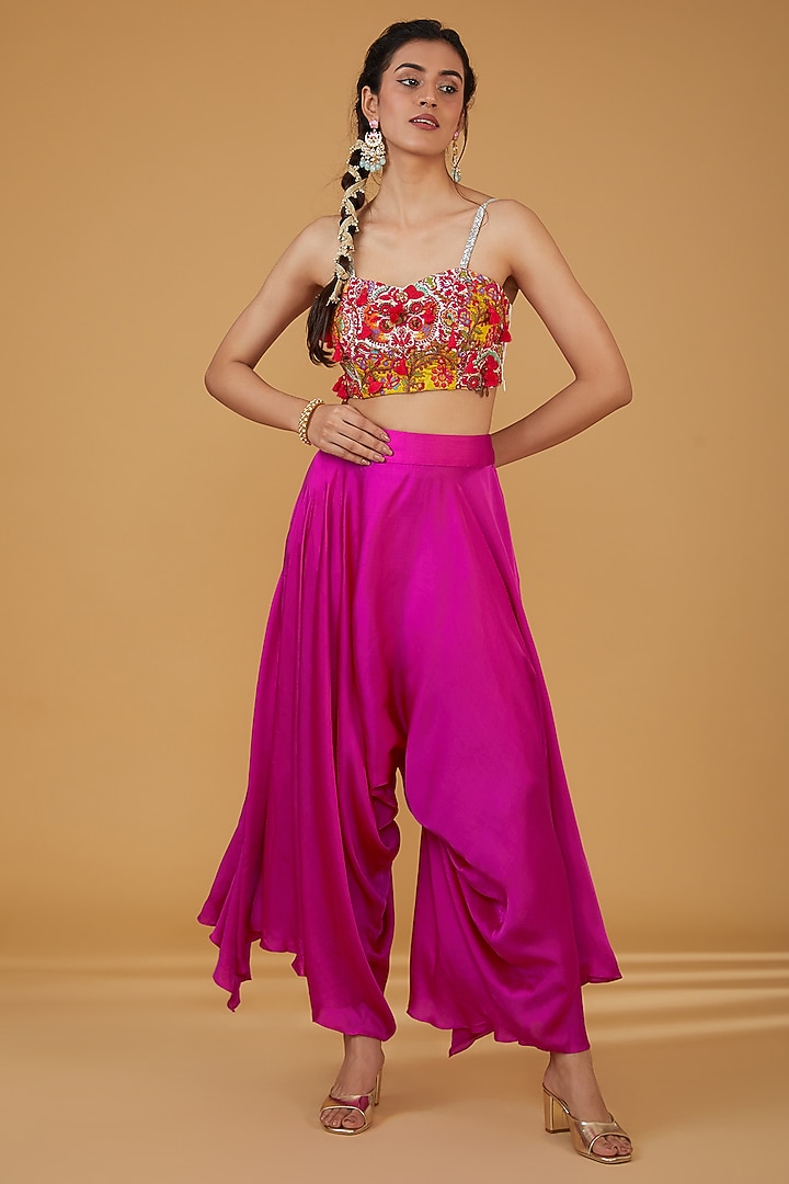 Mustard Organza Embroidered Cape Set by Debyani at Pernia's Pop Up Shop