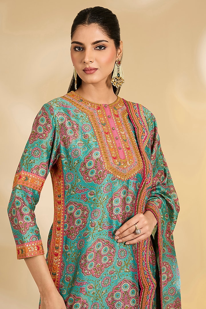 Pink Silk Chanderi Crushed Bridal Sharara Set by Debyani at Pernia's Pop Up Shop