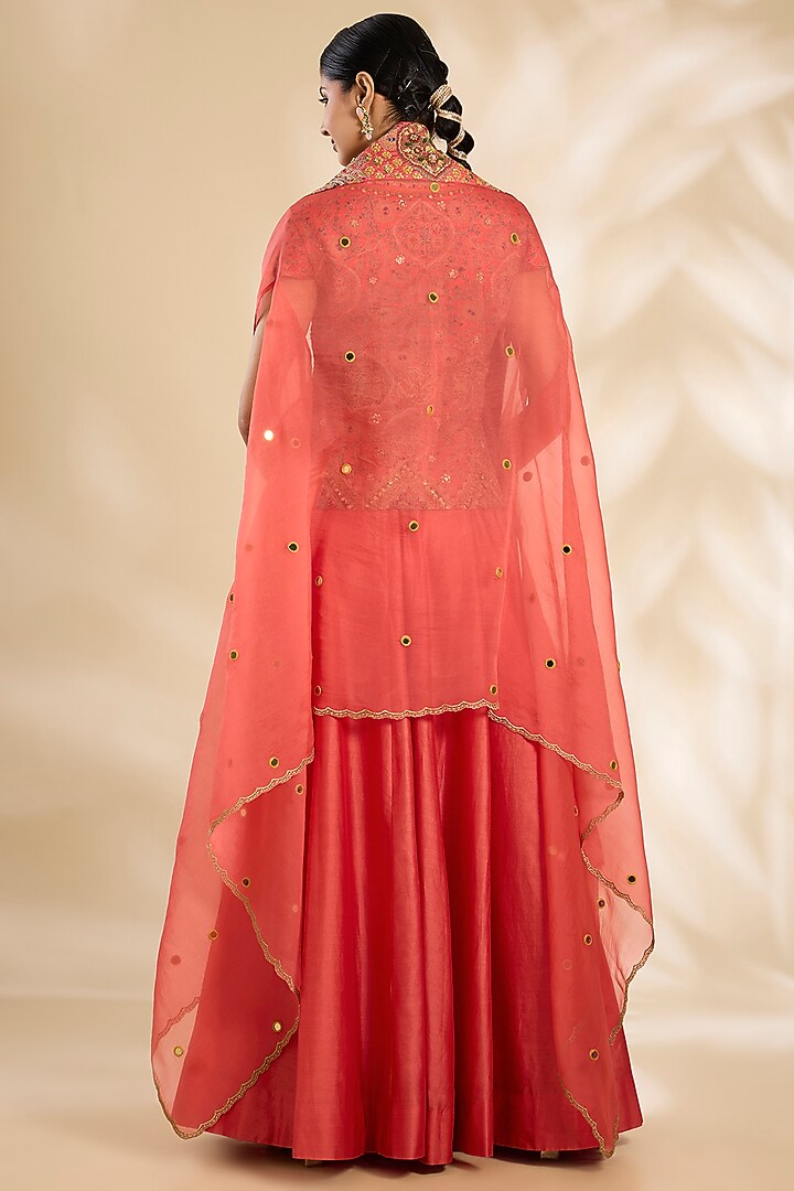Gajari Pink Silk Skirt Set by Debyani at Pernia's Pop Up Shop