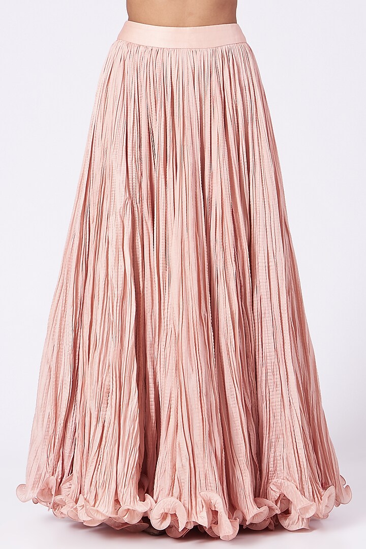 Old Rose Organza Long Jacket Set by Debyani at Pernia's Pop Up Shop