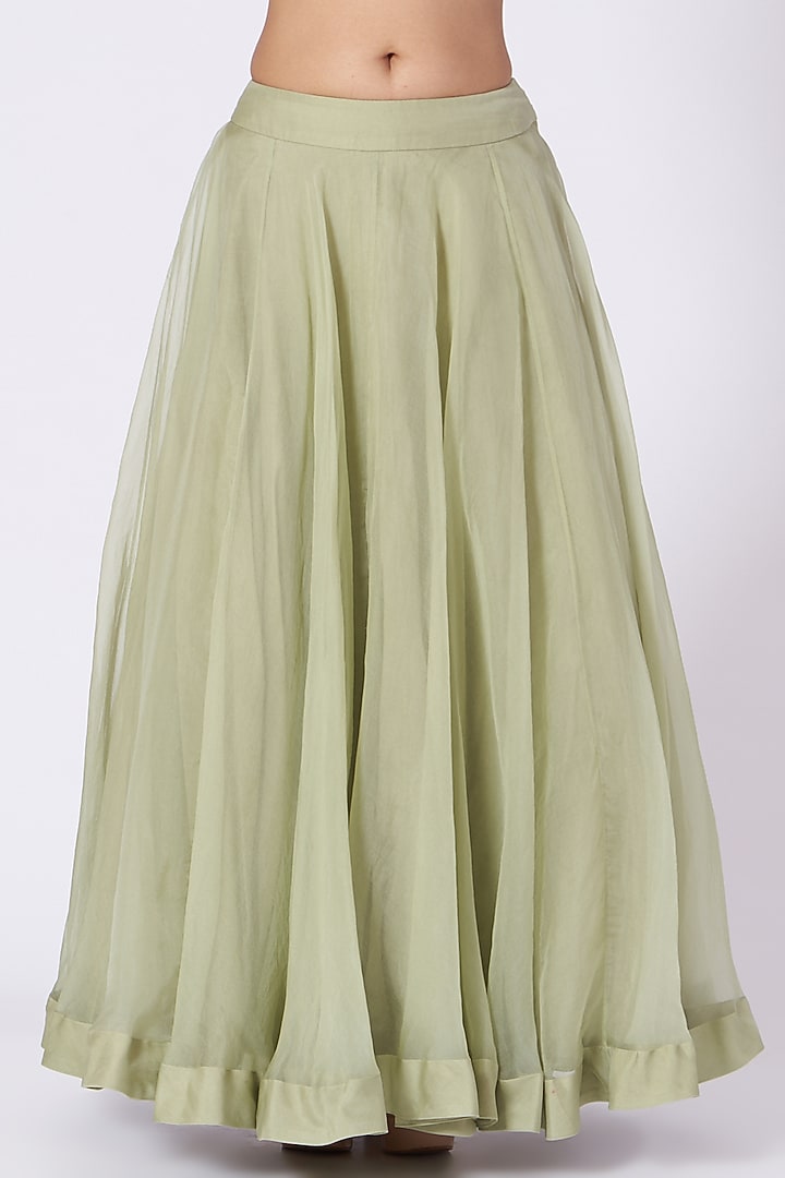 Pista Green Organza Wedding Lehenga Set by Debyani at Pernia's Pop Up Shop